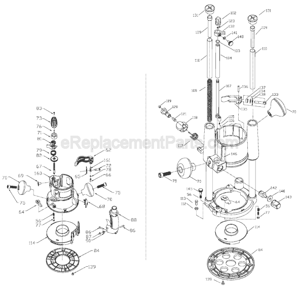 Page A Diagram and Parts List for 8901  Porter Cable Router